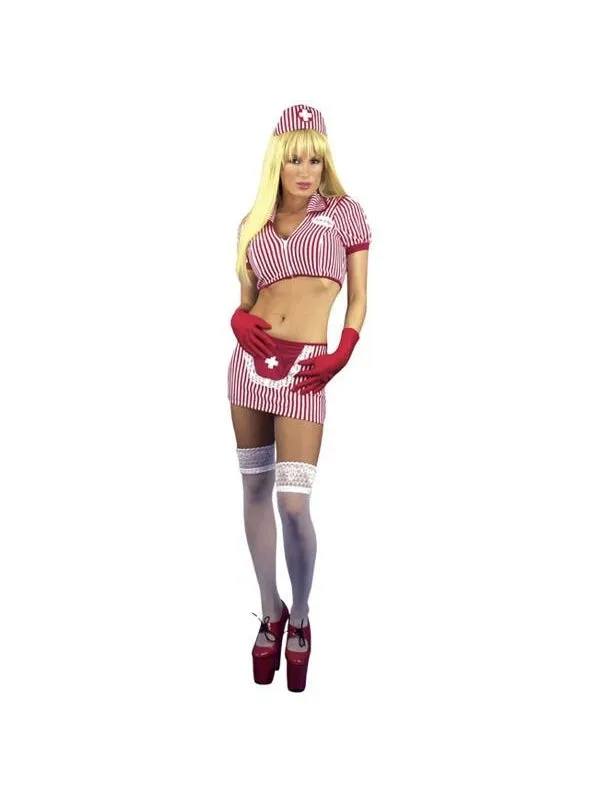 Adult Sexy Candy Stripe Nurse Costume