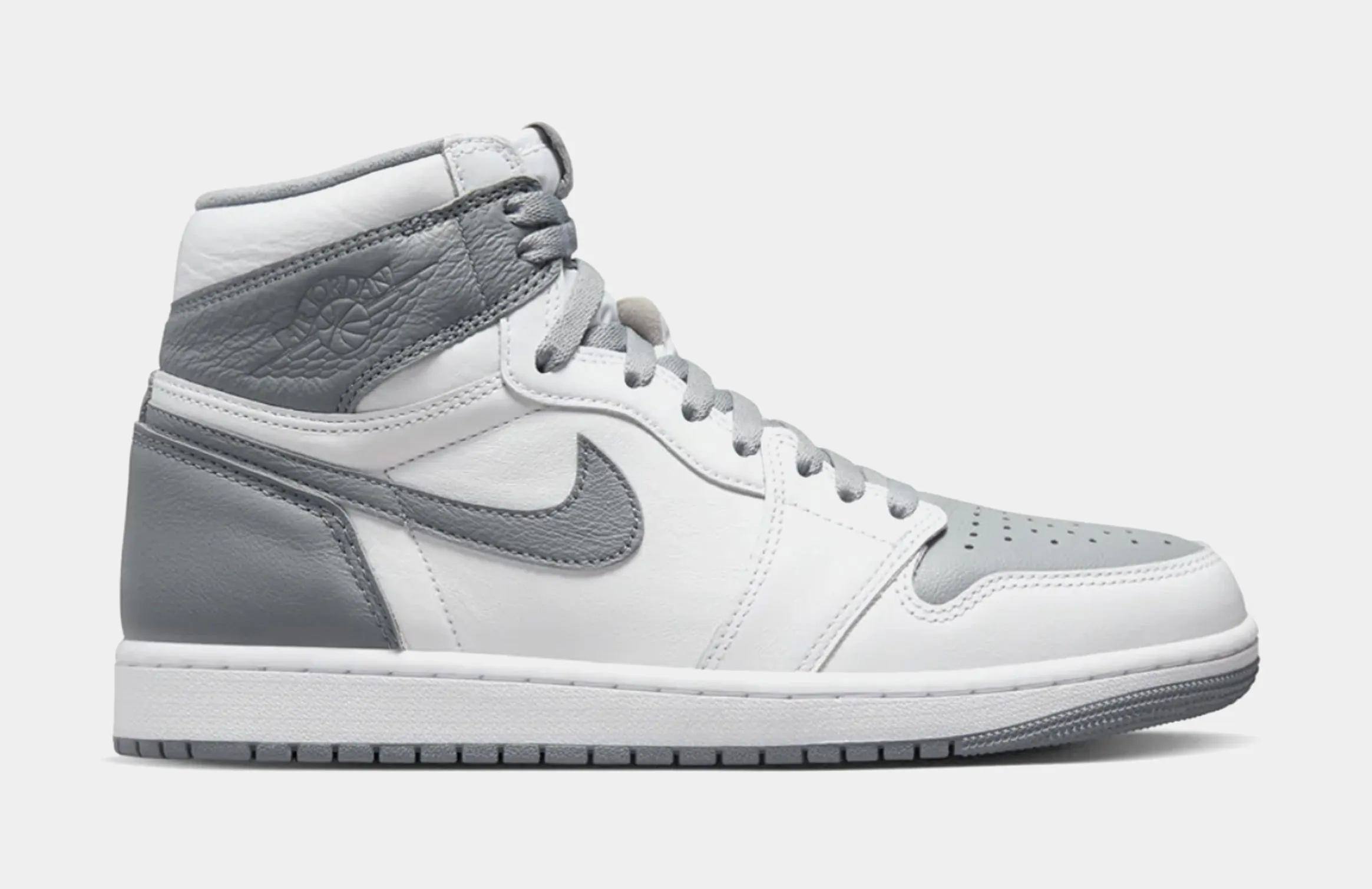 Air Jordan 1 Retro High OG Stealth Grade School Lifestyle Shoes (White/Grey) Free Shipping