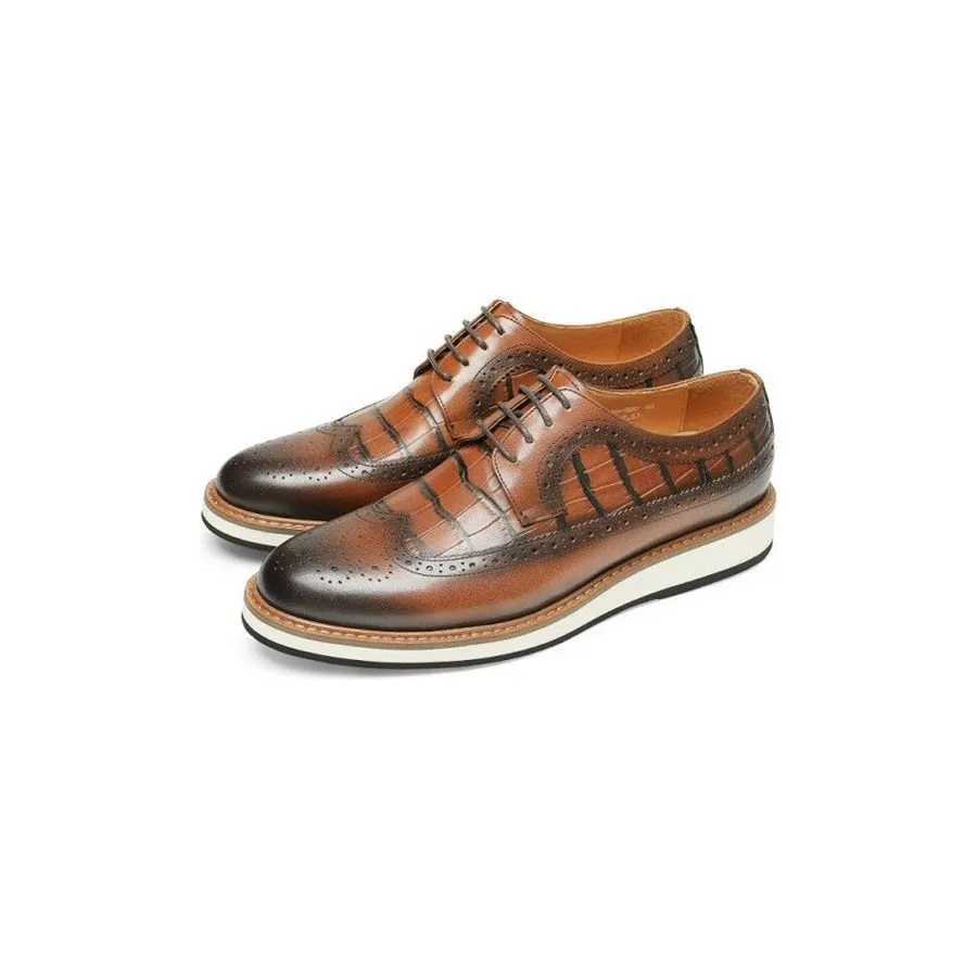 AlliLux Cow Leather Designer Brogue Casual Shoes