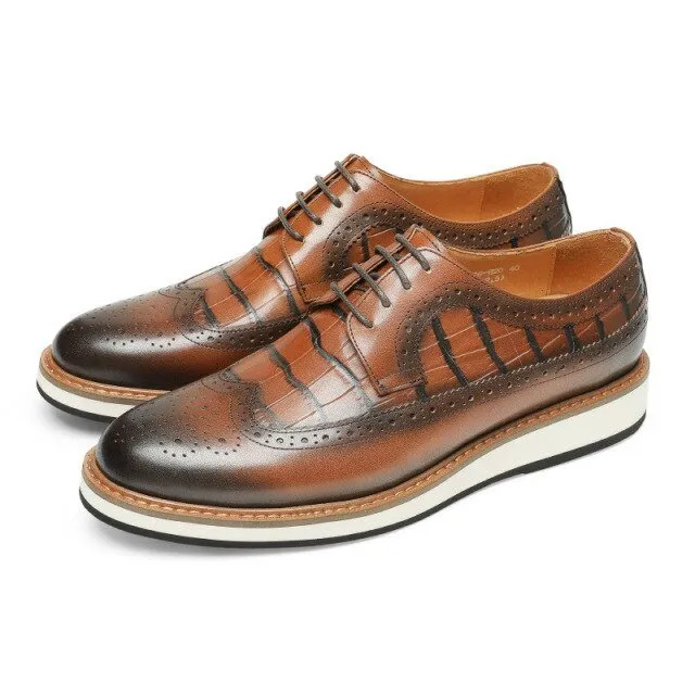 AlliLux Cow Leather Designer Brogue Casual Shoes