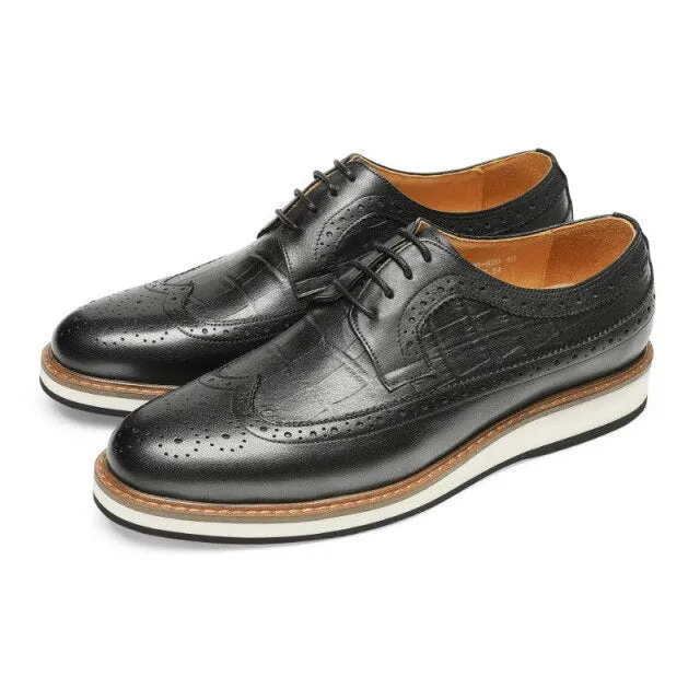 AlliLux Cow Leather Designer Brogue Casual Shoes