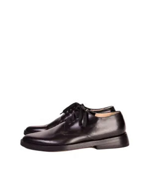 Ann Demeulemeester Vintage Smooth Black Leather Pointed Toe Oxford Shoes