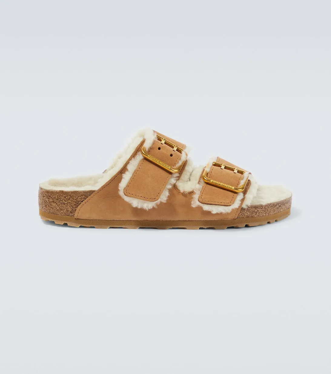 Arizona sandals in leather and Birkenstock wool, brown