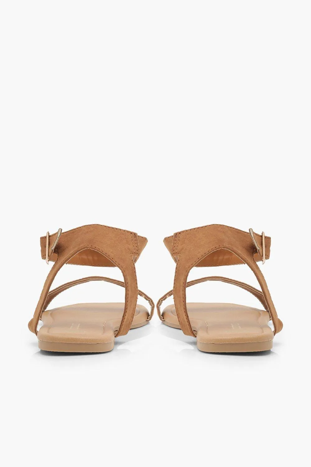 Boohoo 2 Piece Square Toe Basic Sandals Tan