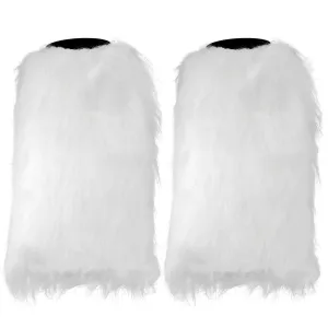 Boot Cuff Leg Warmers - Fluffy White Faux Fur Boots Warmer Cuffs for Women and Girls