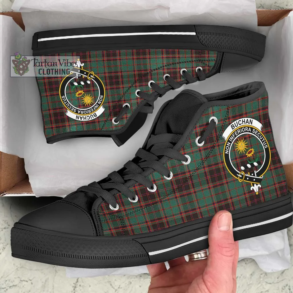 Buchan Ancient Tartan High Top Shoes with Family Crest