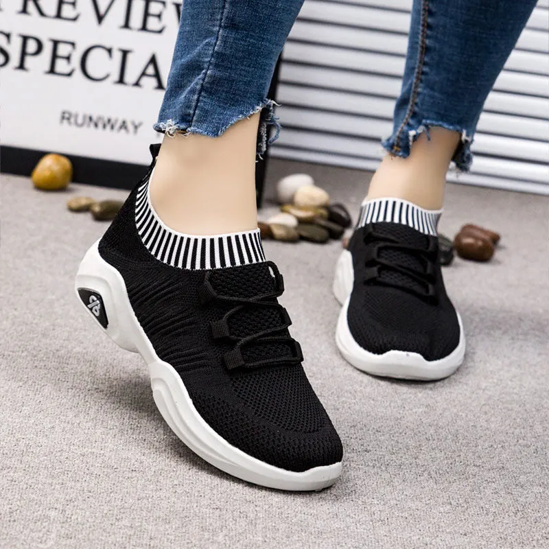 Casual flat heel breathable fly woven shoes