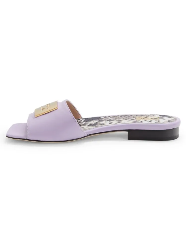 Cavalli Class By Roberto Cavalli leather flat sandals, lilac