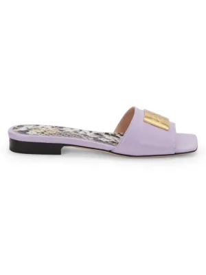 Cavalli Class By Roberto Cavalli leather flat sandals, lilac