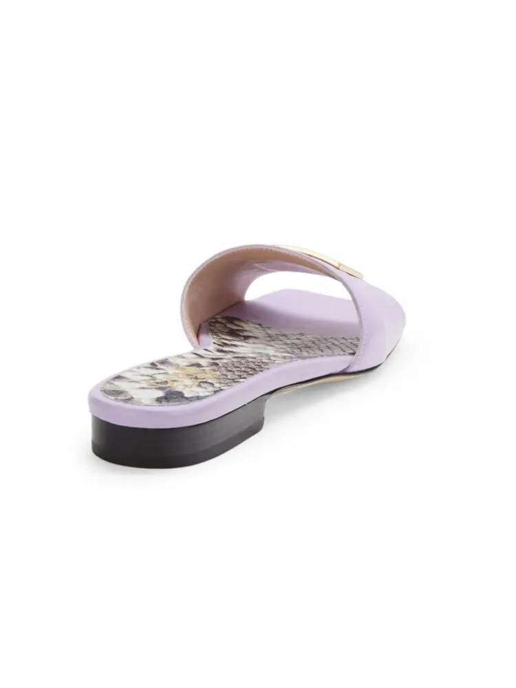 Cavalli Class By Roberto Cavalli leather flat sandals, lilac