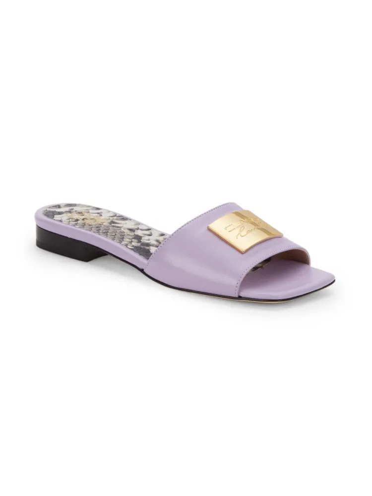 Cavalli Class By Roberto Cavalli leather flat sandals, lilac