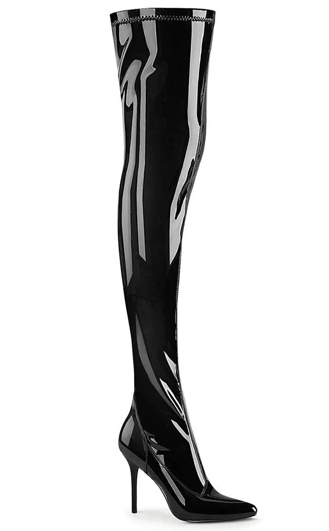 CLASSIQUE-3000 Black Patent Thigh High Boots