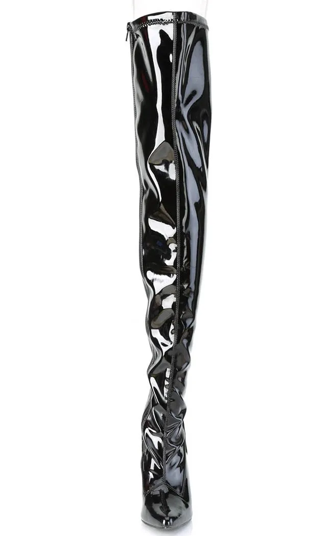 CLASSIQUE-3000 Black Patent Thigh High Boots