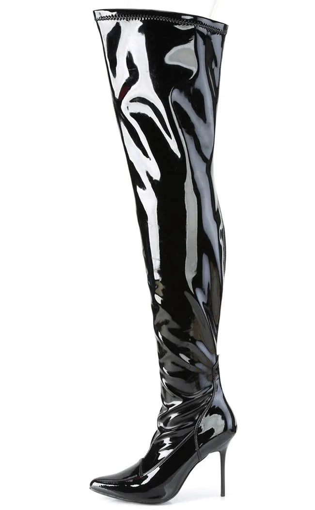 CLASSIQUE-3000 Black Patent Thigh High Boots