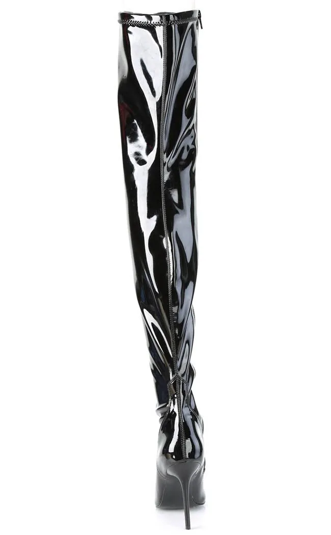 CLASSIQUE-3000 Black Patent Thigh High Boots