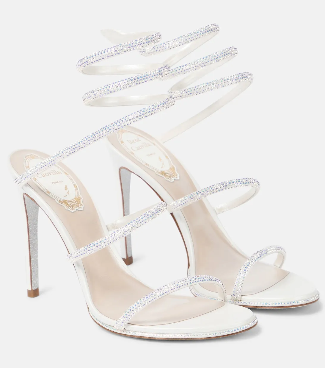 Cleo Rene Caovilla embellished leather sandals, white