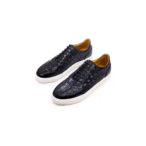 CrocLeather Chic Lace-up Casual Shoes