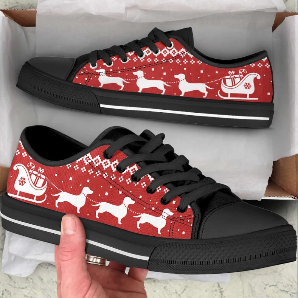 Dachshund Christmas Gift Low Top Shoes Canvas Sneakers Casual Shoes, Dog Printed Shoes, Canvas Shoes For Men, Women