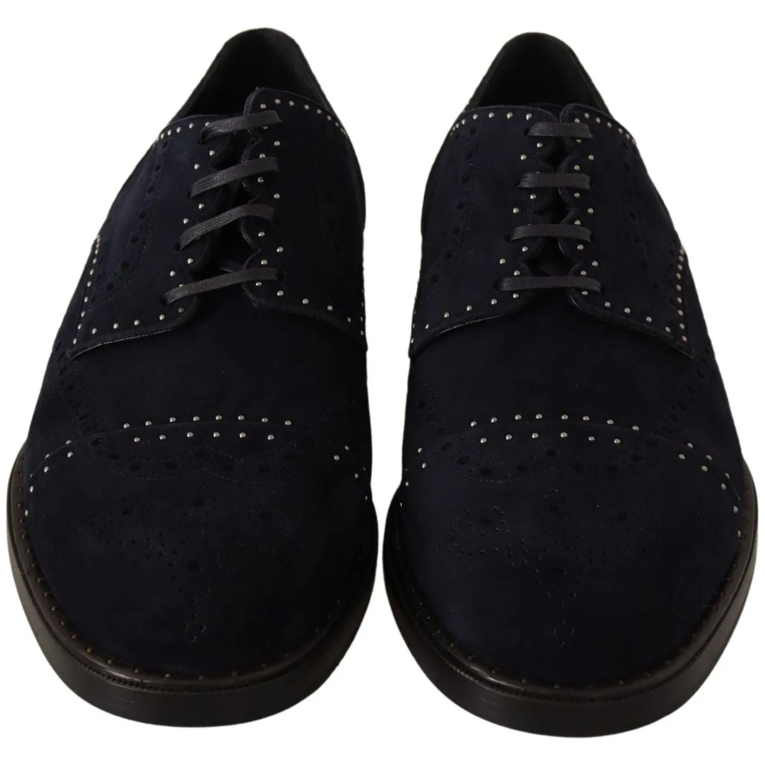 Dolce & Gabbana Elegant Suede Derby Shoes with Silver Studs