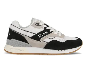 Etonic Stable Base sneakers in white mesh fabric,black and beige suede with multi-layer white leather inserts