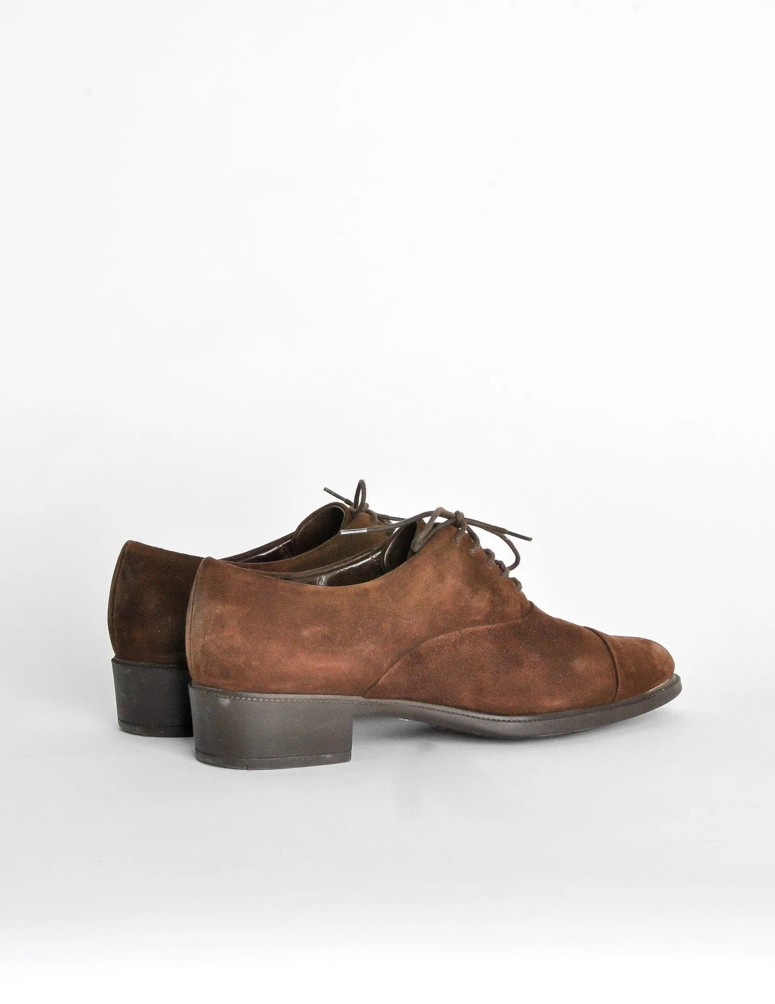 Ferragamo Vintage Brown Suede Heeled Oxford Shoes