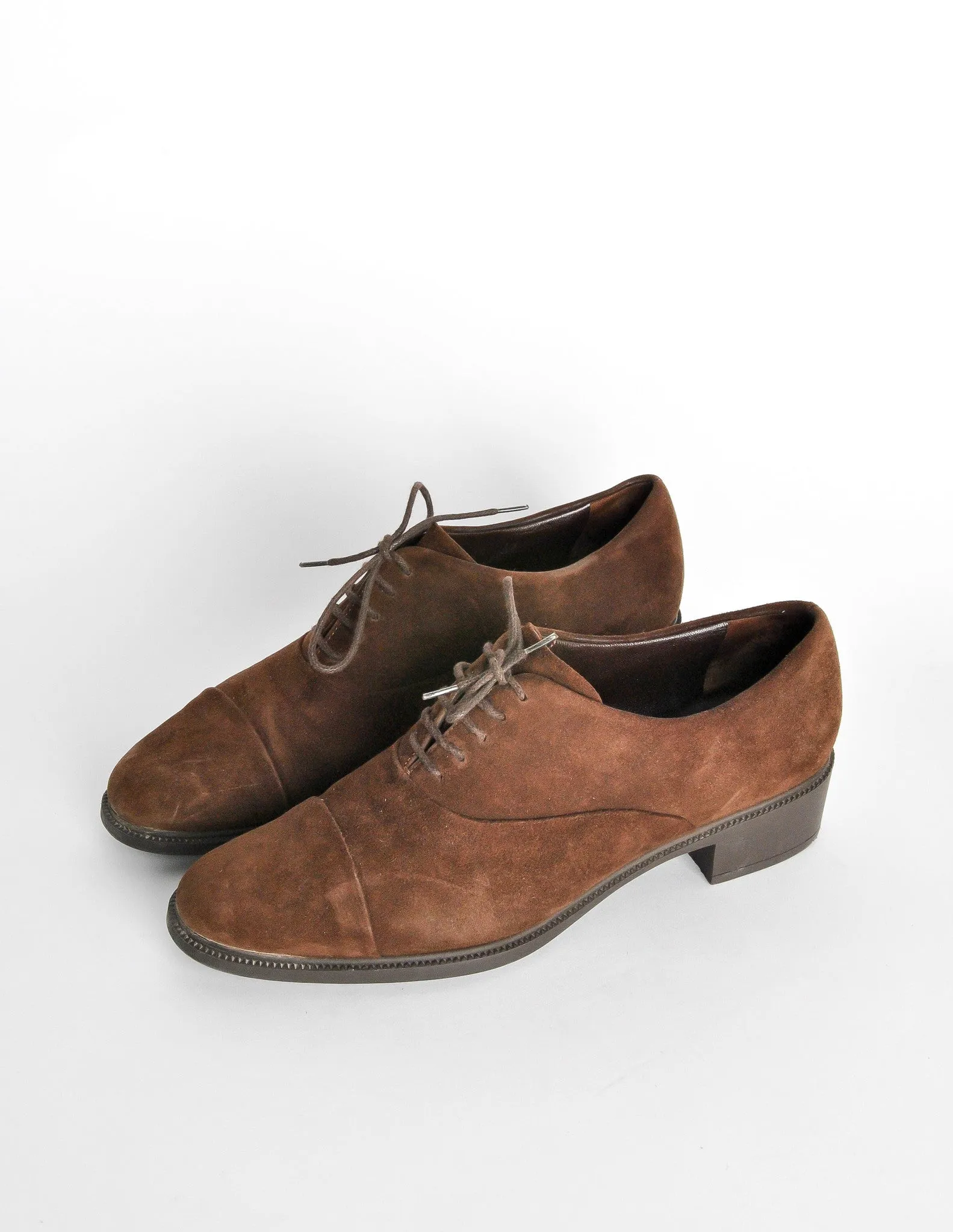 Ferragamo Vintage Brown Suede Heeled Oxford Shoes