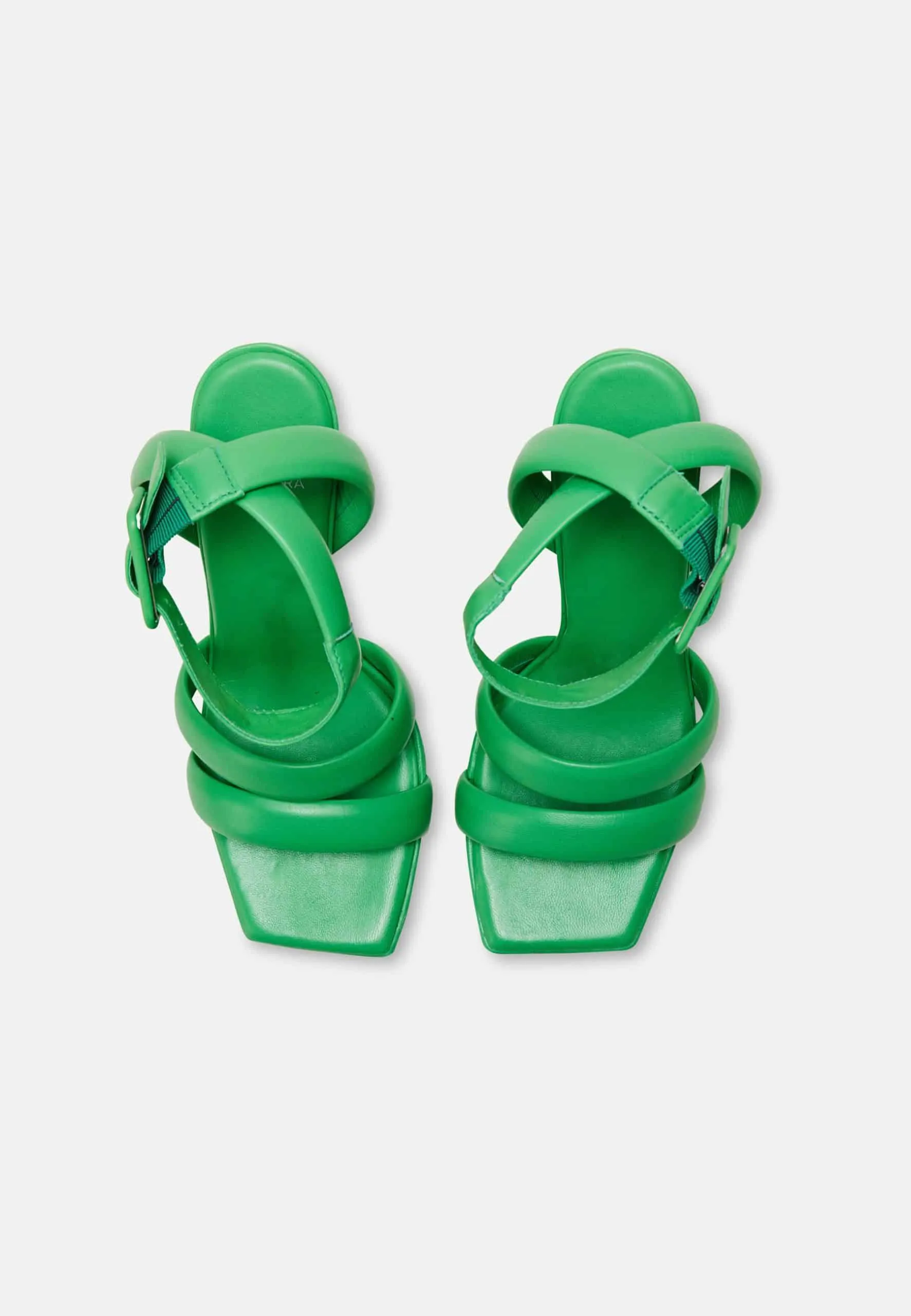 Ladies Elegant Green Leather Sandals with 8cm Heel