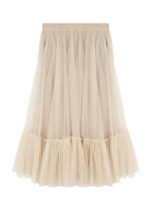 Long tulle Skirt for girl beige - OCEANIS