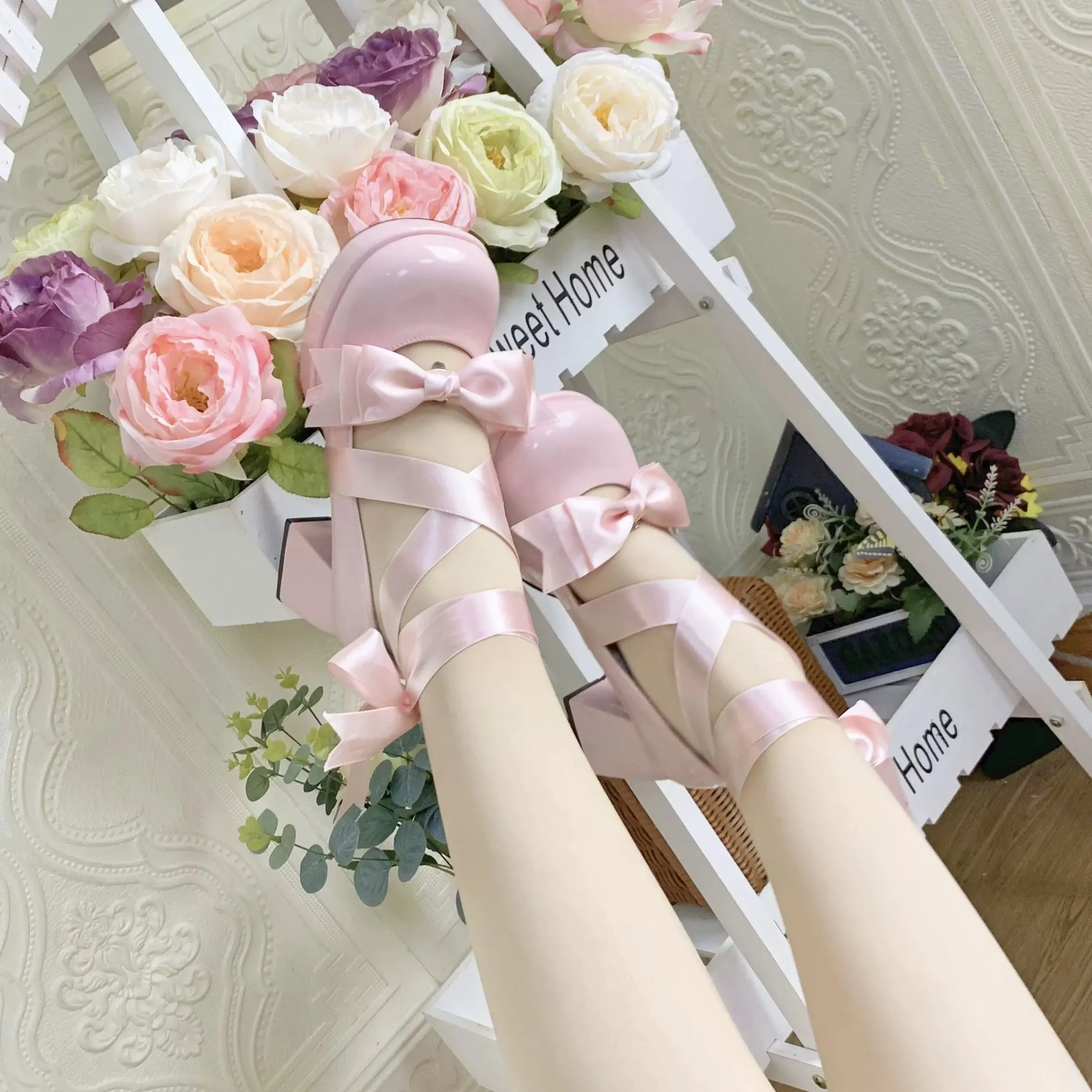 Love Letter Variety Fleur Lolita Black White Pink Blue High Heels Shoes