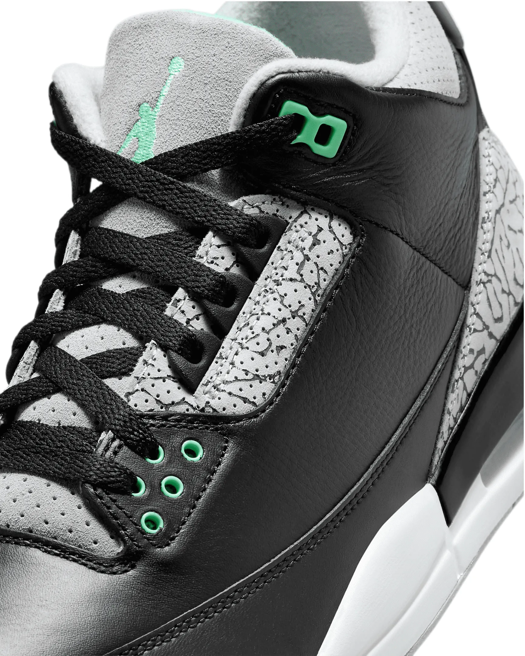 Men's Air Jordan 3 Retro Black/Green Glow-Wolf Grey CT8532-031, Size 11 US