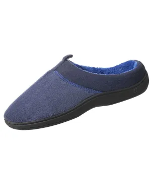 Men's Isotoner Signature Microterry Jared Hoodback Slippers with Memory Foam Totes, Navy Blue