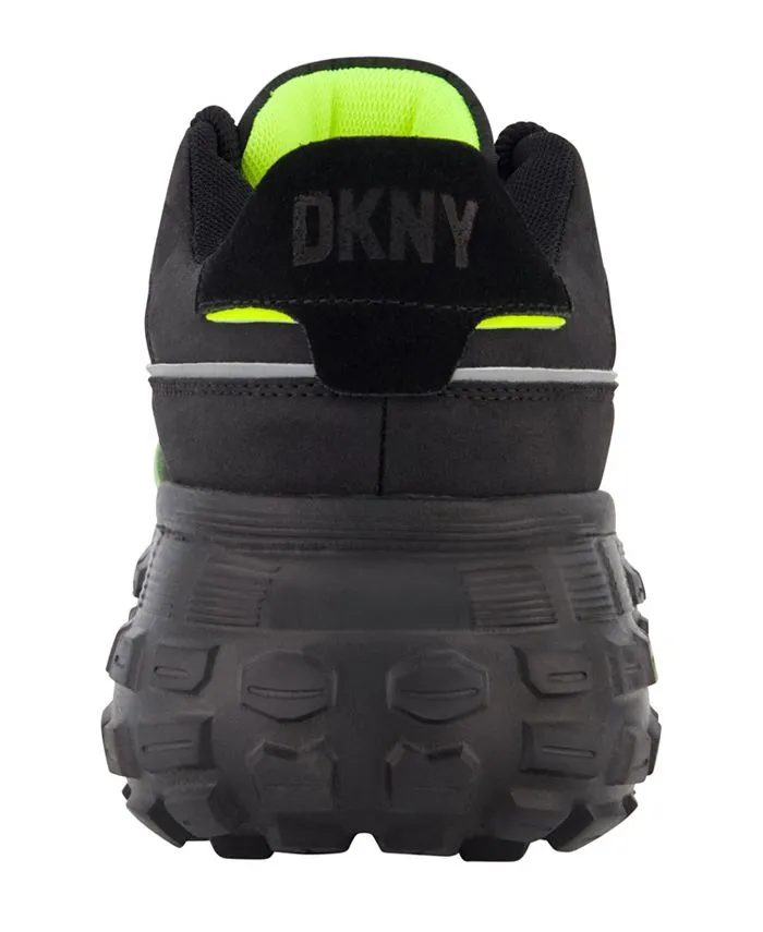 Men's lightweight, low-top trekking sneakers mixed media DKNY, black