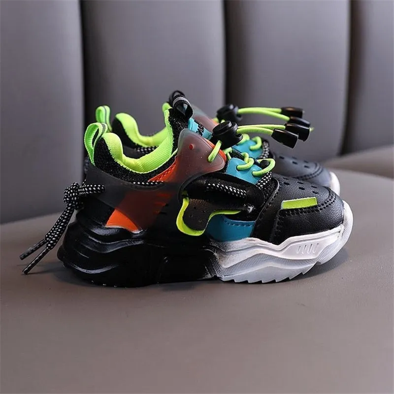 MOF Kids shoes new children shoes girls boys casual shoes fashion colorblock breathable soft leather non-slip sneakers for kids