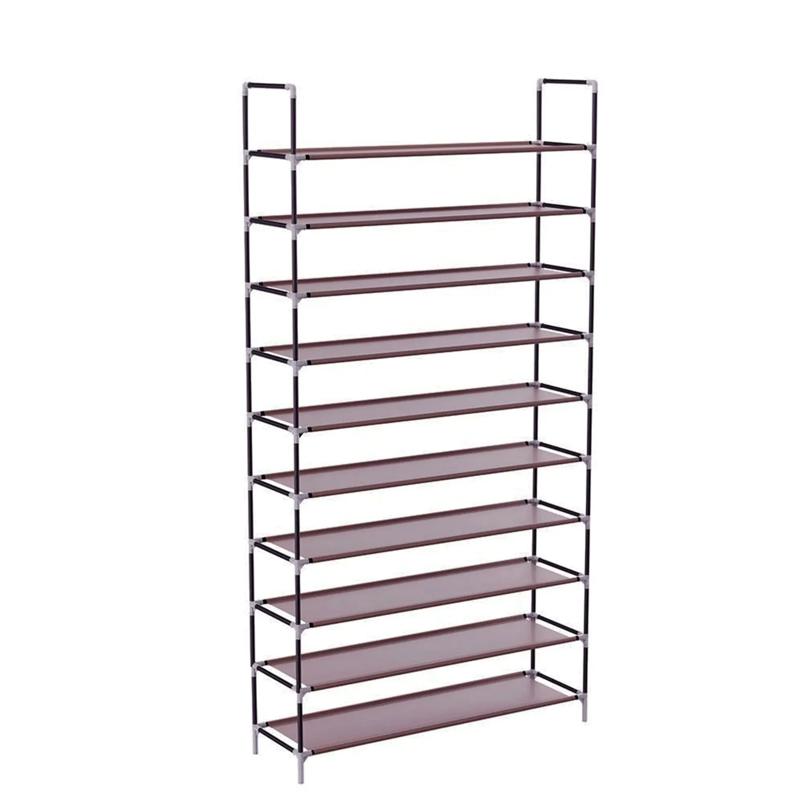 Simple Assembly 10-Tier Non-Woven Fabric Shoe Rack with Handle