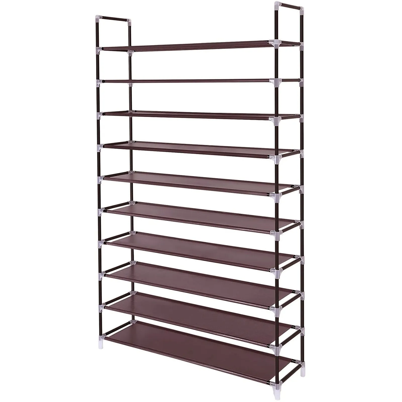 Simple Assembly 10-Tier Non-Woven Fabric Shoe Rack with Handle