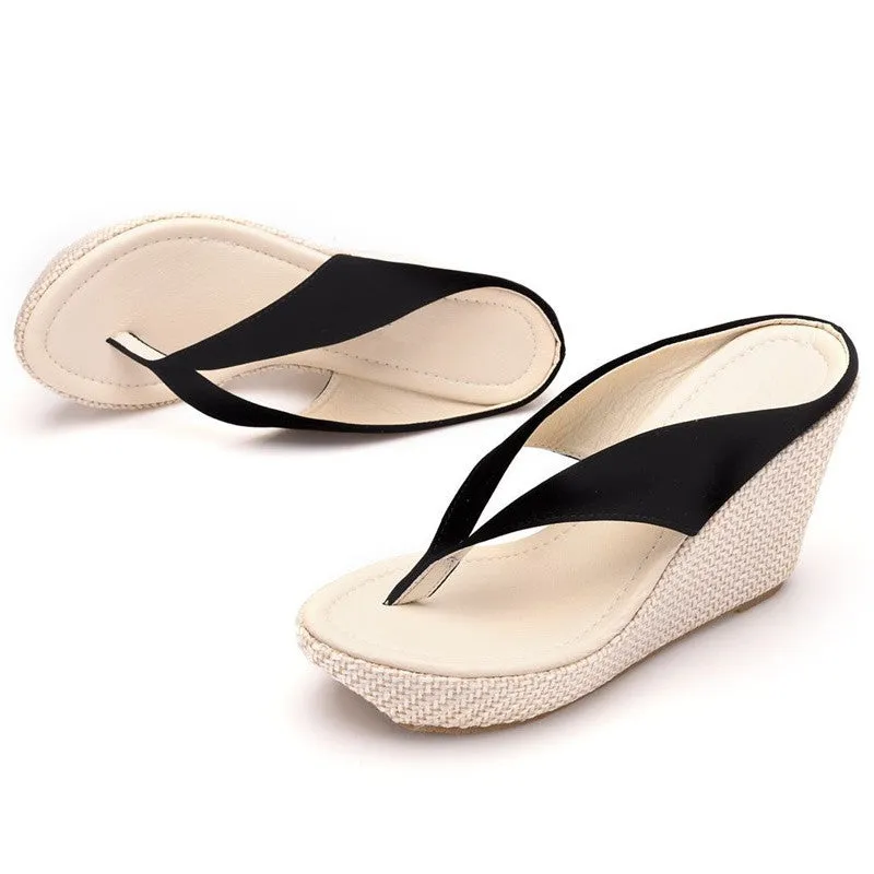 Womens Sexy Casual Wedges Flip-Flop Platform Heels Slippers