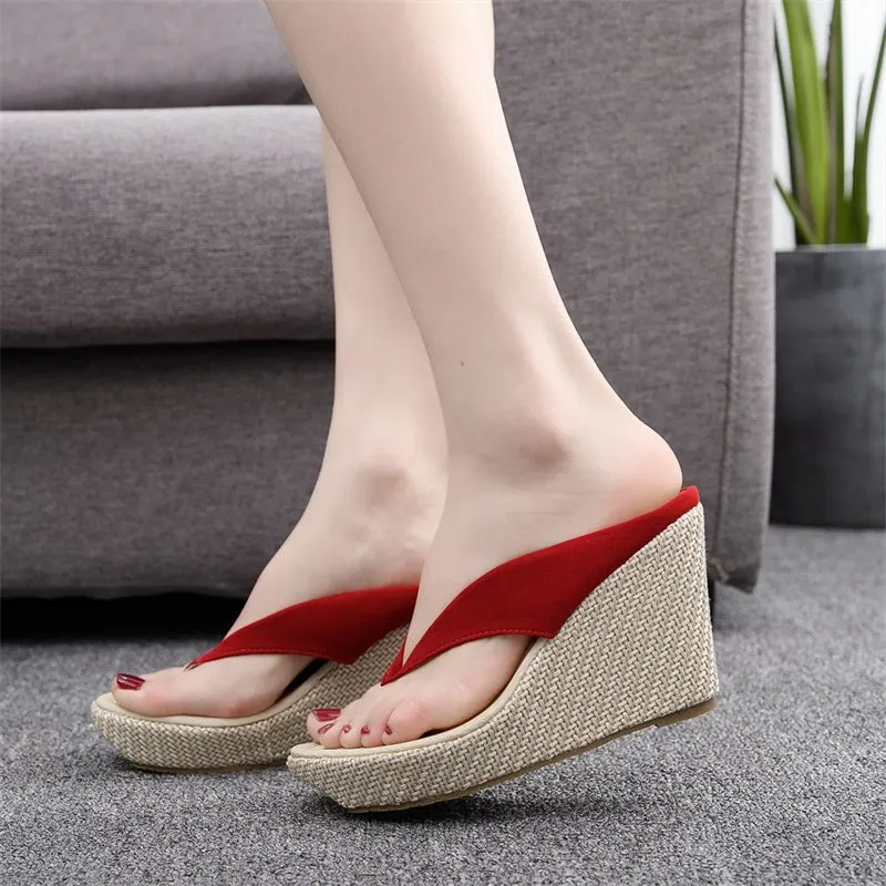 Womens Sexy Casual Wedges Flip-Flop Platform Heels Slippers