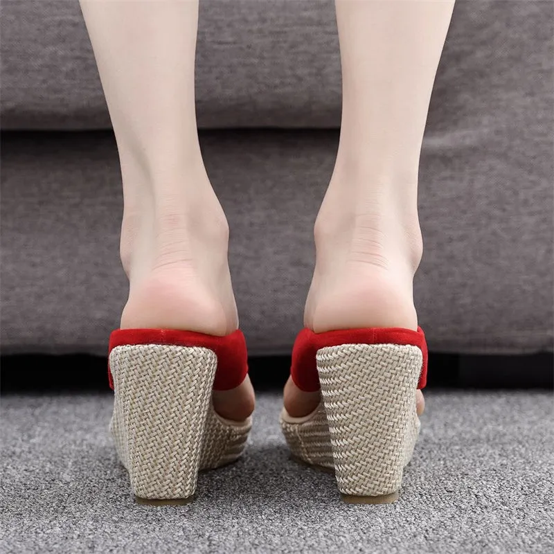 Womens Sexy Casual Wedges Flip-Flop Platform Heels Slippers