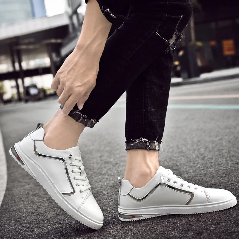 xiangtuibao Simple White Sneakers Casual Leather Shoes Leather Men Sneakers White Male Leather Shoes Anti Slippery Flats Shoes